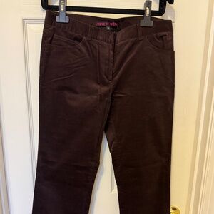 HOW & WEN chocolate brown fine corduroy low-rise pants